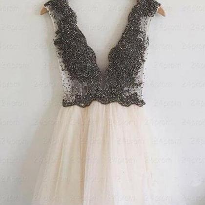 Short Prom Gown,v Neck Prom Gown,sexy Prom..