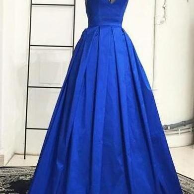 Simple Blue Prom Dress,beauty Prom Dress, Deep V..