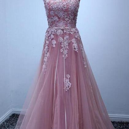 Scoop Neck Prom Dress,long Tulle Prom Dresses With..