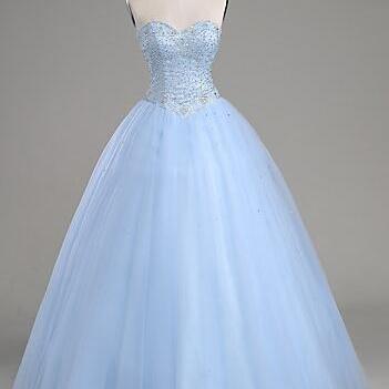 Ball Gown Prom Dresses, Light Blue Prom..