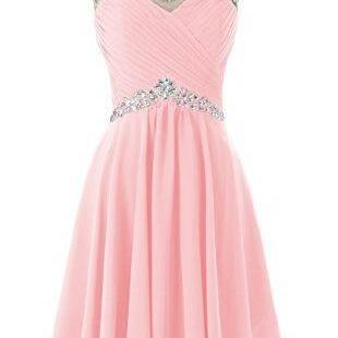 Tulle Short Homecoming Dresses ,open Back Pink..