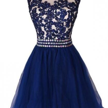 Navy Blue Homecoming Dress,lace Homecoming Dress,..