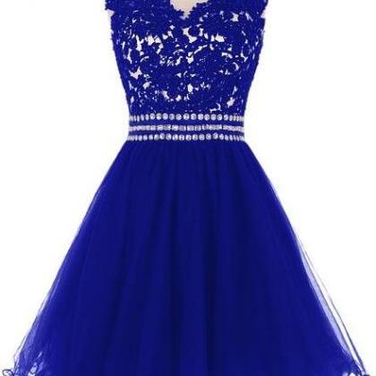 Navy Blue Homecoming Dress,lace Homecoming Dress,..
