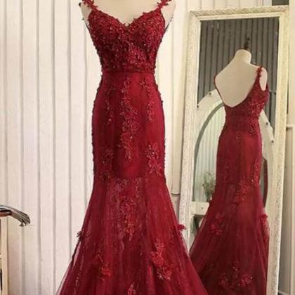 Lace Prom Dresses,red Prom Dresses, Evening Dress,..