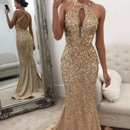 Champagne Beading Prom Dresses,Sexy..