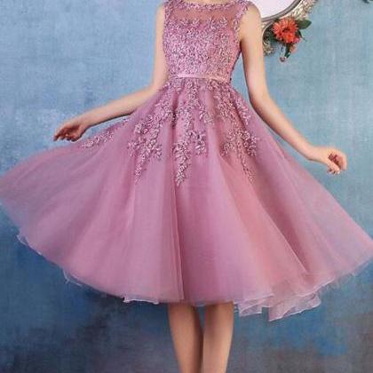 Lace Homecoming Dress,pink Prom Dress,short Prom..
