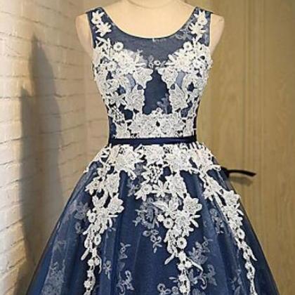 Navy Blue Homecoming Dress, Scoop Homecoming..