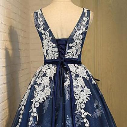 Navy Blue Homecoming Dress, Scoop Homecoming..