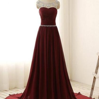 Burgundy Prom Dress , Red Prom Dresses,long Prom..