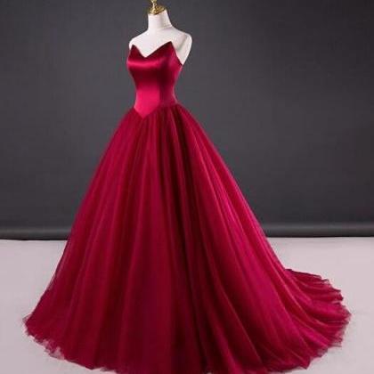 Simple Red Wedding Dress,tulle Prom Dress,mermaid..