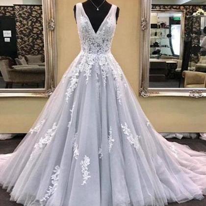 A Line Lace Wedding Dress, Prom Dress,lace Prom..