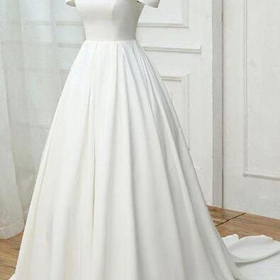 Simple White Wedding Dress,satin Off Shoulder..