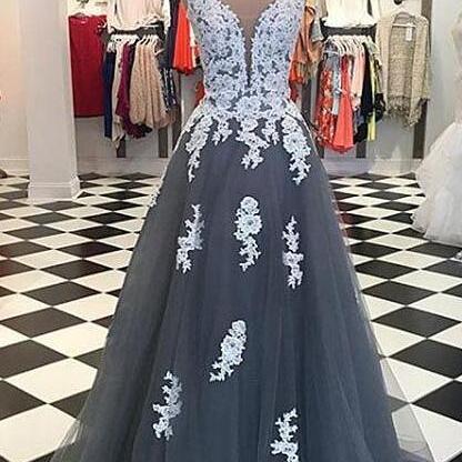 Gray Tulle Prom Dress, Prom Dress,tulle Prom..