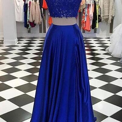 Royal Blue Prom Dress,lace Prom Dress,sexy..