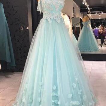 Sexy Tulle Prom Dresses, Baby Blue Prom Dress,..