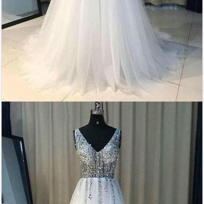 Sexy Tulle Prom Dress,beading Prom Dress,a Line..