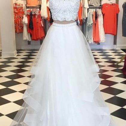 Sexy Two Piece Prom Dress,a Line Prom Dress,tulle..
