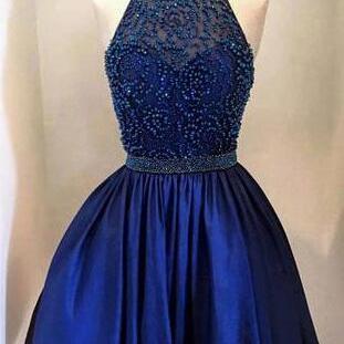 Royal Blue Homecoming Dress,beading Homecoming..
