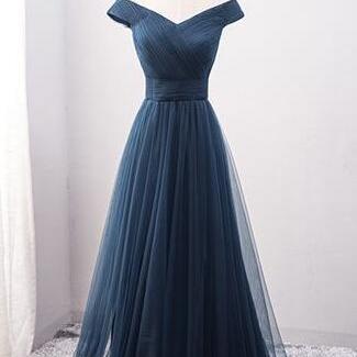 Off The Shoulder Evening Dresses,navy Blue Prom..