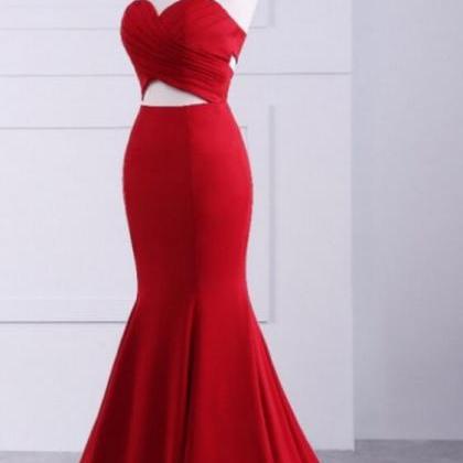Mermaid Red Stain Prom Dresses Evening Dresses