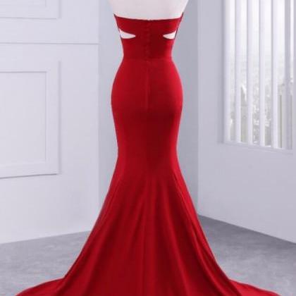 Mermaid Red Stain Prom Dresses Evening Dresses