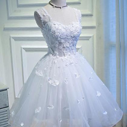 White Lace Short Homecoming Dresses