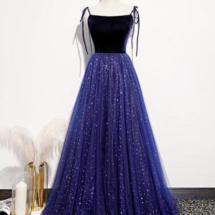 A-line Tulle Formal Prom Dresses With Velvet