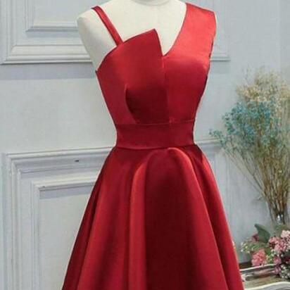 One Shoulder Red Short Homecoming Dresses