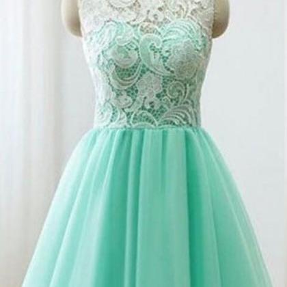 A Lines Round Neck Short Prom Dress