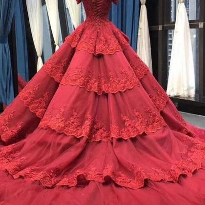 Mermaid Vintage Burgundy Lace Ball Gown Prom..