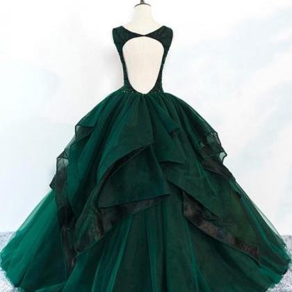 Vintage Ball Gown Green Long Prom Dress