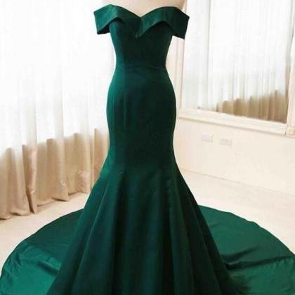 Mermaid Long Green V Neck Prom Gown