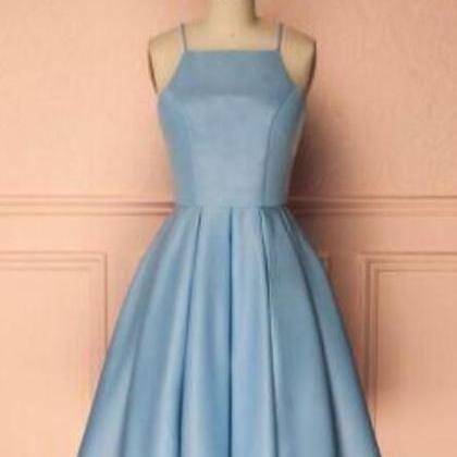 Simple A Line Light Blue Short Prom Dress
