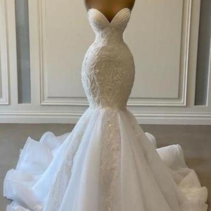 Beautiful Mermaid Lace Wedding Dress Bridal Gowns