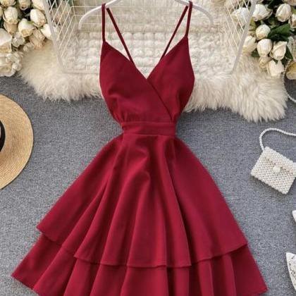 Red Short Prom Evening Dress Homecoming Dress Short Party Dress