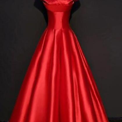 A Line Red Long Prom Dress