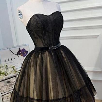 Pretty Black Lace Tulle Homecoming Dresses