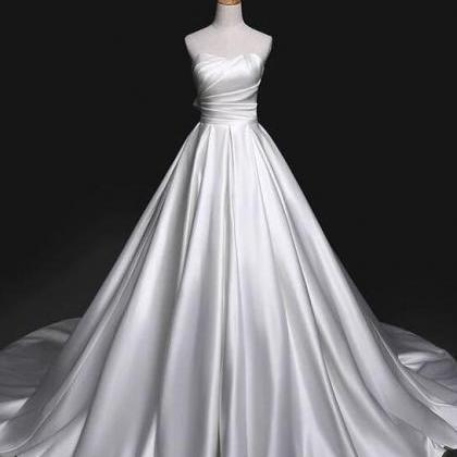 Strapless Mermaid Satin Wedding Dress Bridal Gown