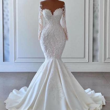 Mermaid Boho Lace Wedding Dresses, Bridal Dresses