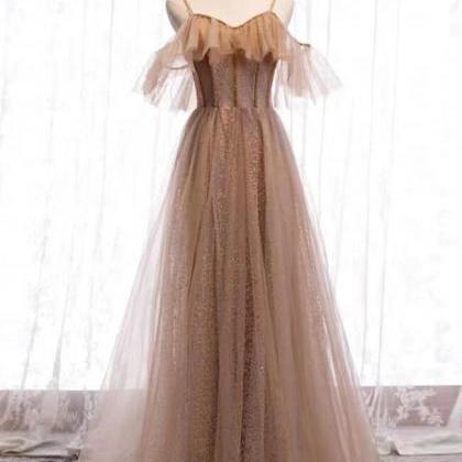 Spaghetti Strap Fairy Long Tulle Prom Dresses