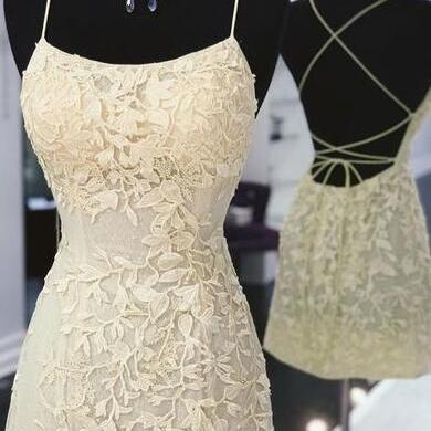 Spaghetti Straps Short Lace Evening Prom Dresses