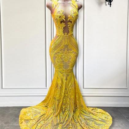 Elegant Mermaid Sparkly Sequin Prom Dresses