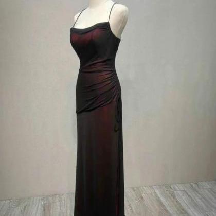 Black And Red Long Formal Prom Dress