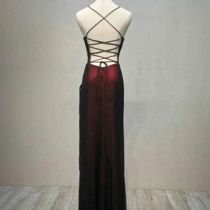 Black And Red Long Formal Prom Dress