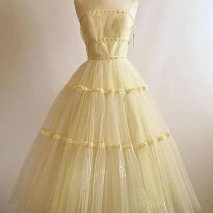Vintage Strapless Yellow Homecoming Dress