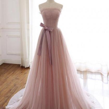 Mermaid Strapless A Line Prom Dress Pink Evening..