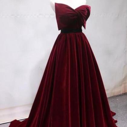 Mermaid Burgundy Velvet Prom Dress Evening Gown