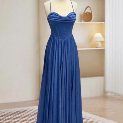 Simple A-line Sweetheart Blue Long Prom Evening..