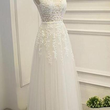 A Line Ivory Long Tulle Evening Formal Dresses,..
