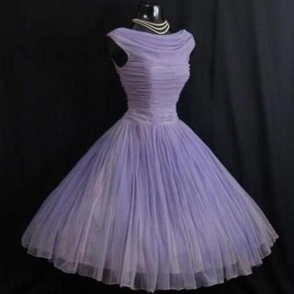 A-line Chiffon Purple Evening Dress,short Prom..